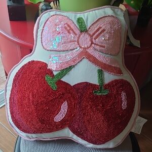 🍒Cupcakes & Cashmere Sequin Cherries Pillow